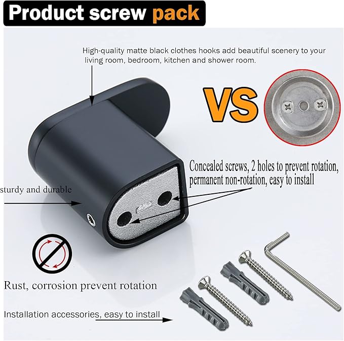 RANDOM 5 Piece Bathroom Hardware Set Matte Black Towel Bar Set Include 9.8/23.6 Inch Towel Bar Toilet Paper Holder and 2 Towel Hooks Stainless Steel Bathroom Decor Wall Mount Bathroom Accessories Kit.