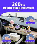 Removable Car Double Sided Glue Sticky Dots, Strong Hold Adhesive Dots for Car Dashboard Decorations, No Residue Transparent Mounting Tape for Auto Accessories 268pcs