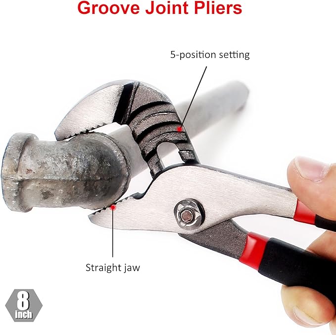 FASTPRO 7-Piece Utility Pliers and Wrench Set, Includes 8" Adjustable Wrench, 8" Groove Joint, 8" & 6" Slip Joint, 6" Long Nose, 6" Diagonal and 6" Linesman Pliers, Dipped Handle