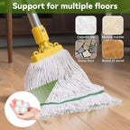 6 Pack Heavy Duty Commercial Cleaning Mop Head Replacements, Loop-End Cotton String Wet Mop Heads Refills Industrial Mops Heads for Commercial Garage Kitchen Home Floor Cleaning