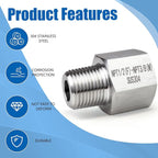 2 pieces Npt1/2 Female to Npt3/8 Male Reducer,Water pipe Adapter, Fabricate of 304 Stainless Steel