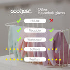 COOLJOB Small Reusable Rubber Dishwashing Cleaning Gloves for Kitchen Bathroom, Non-Slip Grippy Long Dish Washing Gloves with Flocked Cotton Liner, Flexible Durable & Waterproof, Mint Green, 1 Pair