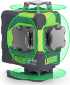 LasGoo 4x360° Self-Leveling Laser Level, 16 Lines Green Cross Line Laser, for Construction Projects and Home Decoration, with 2 Rechargeable Li-Ion Batteries and Magnetic Bracket, LG-4Ds