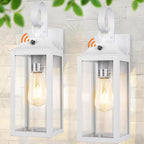 Dusk to Dawn Wall Lights 2 Pack, White Outdoor Light Fixtures, 15 Inch Exterior Wall Sconces Waterproof, Large Outside Lights for House, Modern Wall Lanterns Clear Glass
