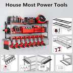 Power Tool Organizer Wall Mount, 3 Layer 8 Drill Holders Tool Storage Rack, Power Tool Shelf Loads 280lbs for Garage, Warehouse, Workshop, Gifts for Men Dad Husband Anniversary Fathers Day