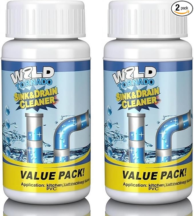 (2PCS) Wild Tornado Sink & Drain Cleaner Powder - Pipeline Dredging Agent for Kitchen & Bathroom, Suitable For All Sewers