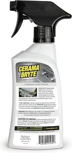 Cerama Bryte Stainless Steel Cleaner for Appliances, Streak-Free Shine and Protection for Refrigerators, Dishwashers, Ovens, and Grills, 16 Fluid Ounce 2 Pack, Microfiber Cloth and 2 Spray Pumps