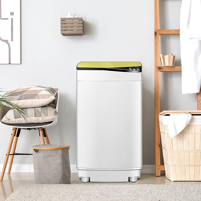 Portable Washing Machine, ARLIME Compact Mini Full-Automatic Laundry 2-In -1 Washer & Spin Dryer 7.7lbs Capacity W/Drainage Pump & Long Hose For Condo, Apartments, Dorms, RV’s Camping Living (Yellow)