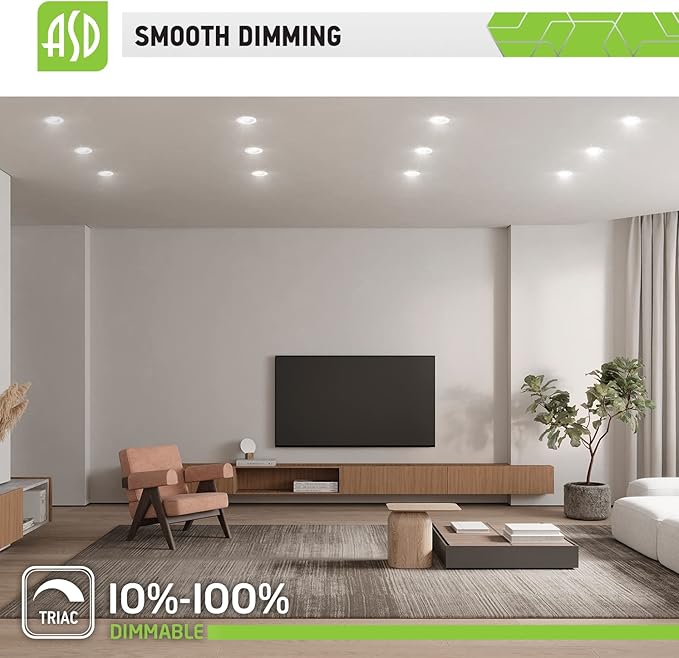 ASD Retrofit LED Recessed Lighting 4 Inch | 9W 700 Lm Wet Rated Dimmable Ceiling Downlights | 2700K-5000K Adjustable CRI90 White Room Recessed Light Fixtures | LED Can Lights, UL 12 Pack