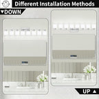 Brushed Nickel Light Fixture Bathroom for Huge Mirror, 8 Light Mirror Lights with Milky White Frosted Glass Shades, 51 inch Bathroom Mirror Lights for Mirrorss, E26 Socket