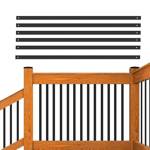 100 Pack Deck Balusters with End Caps&Screws- Upgraded 26'' Rectangle Metal Railing Spindles Kit for Decks,Hollow Flat Deck Balusters for Deck Railing Porch