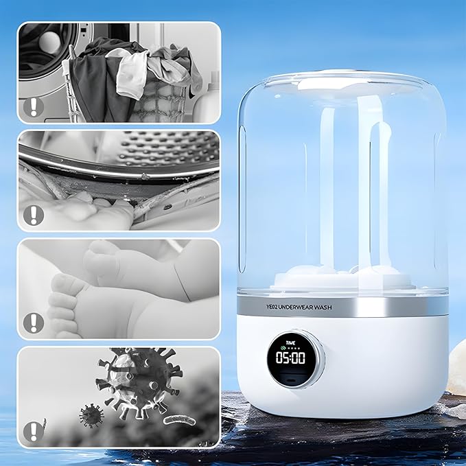 Underwear Washer, Portable Rechargeable Mini Ultrasonic Washing Machine for Underwear, Cordless Small Laundry Machine for Baby Clothes,Underwears,Socks, Mini Design for Apartment,Camping,Travel (1.0)