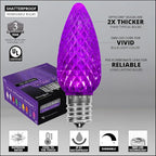 Wintergreen Lighting OptiCore C9 LED Christmas Light Bulbs - Replacement LED Christmas Lights Heavy Duty Premium Outdoor Christmas Lights, E17 Base (Box of 25) (Purple Faceted)
