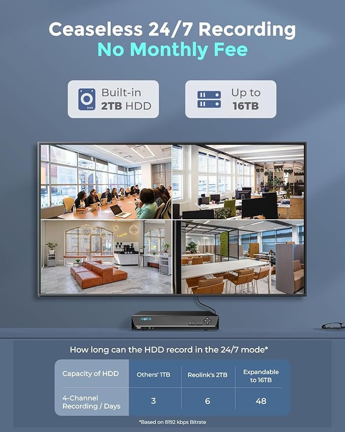 REOLINK 12MP Wired Security Camera System, 4pcs H.265 12 Megapixel UHD PoE Surveillance Cameras, Person Vehicle Pet Detection, Spotlight Color Night Vision, 8CH NVR with 2TB HDD, RLK8-1200B4-A