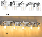 5-Light Bathroom Light Fixtures Modern Chrome Vanity Lights for Bathroom Lighting Fixtures Over Mirror with Clear Glass Shade for Cabinet Mirror Bedroom Hallway