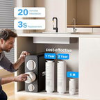 Frizzlife 1200GPD Reverse Osmosis Water Filter, NSF/ANSI 42&58&372 Standards, 11-Stage Tankless RO Water Filtration System, Under Sink, 3:1 Pure to Drain, Smart Faucet, Reduce PFAS, BPA Free, PD1200