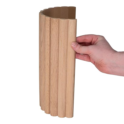 Outwater 1' Wide x 8' High x 3/8" Thick Unfinished Solid White Oak Flexible Tambour Sheet with 1" Half-Round Slats – Flexible and Versatile Wood Panel for Walls, Ceilings, and More