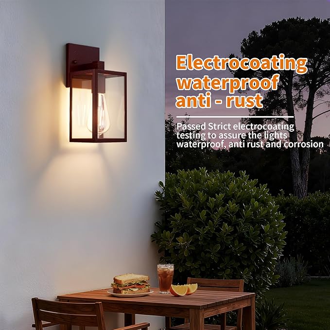 2 Pack Oil Rubbed Bronze Exterior Lighting Fixtures Wall Mount, Outside Front Porch Lights for House, Outdoor Lantern Lamp, Waterproof Wall Sconce Lights, Coach Light for Garage Entryway