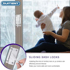 Sliding Window Sash Locks White with Window Latch Lock Security and Keeper Replacement for Vertical and Horizontal Sliding Windows