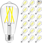 Hizashi Vintage LED Light Bulb Dimmable, 6W Equivalent 60W, E26 Base Led Edison Bulbs, 5000k Daylight, 700LM, High CRI 95+ Eye Protection, Clear Glass, Pack of 18
