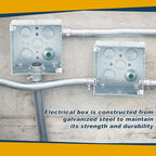 2 Pcs 4 x 4 Inch Metal Electrical Junction Box 2-1/8'' Deep Square Electrical Box Silver Galvanized Steel Drawn Construction