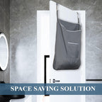 The Fine Living Co. X-Large Hanging Laundry Hamper with Over Door Hooks & Adhesive, Durable Space Saving Laundry Bag with Zipper and Wide Open Top,Hanging Dorm Laundry Hamper 20"x3.75"x31" (Gray-XL)