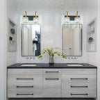 Bathroom Crystal Vanity Lights 2-Light Black Gold Wall Lamp Modern Crystal Bathroom Light Fixtures Over Mirror 13.77" Long Wall Sconce