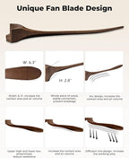 52" Ceiling Fans Without Lights, Solid Wood Ceiling Fan with Remote Control and DC Motor, Ceiling Fan no Light with 3 Blades, Indoor Outdoor Ceiling Fans for Patios, Bedroom- Dark Walnut