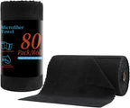 80 Pack Microfiber Cleaning Cloth Roll,Lint Free Rags & Tear Away Reusable Towels Washable Scratch,Ultra Absorbent Dish Rags(12" x 12") for Car Kitchen Home Garage-Black