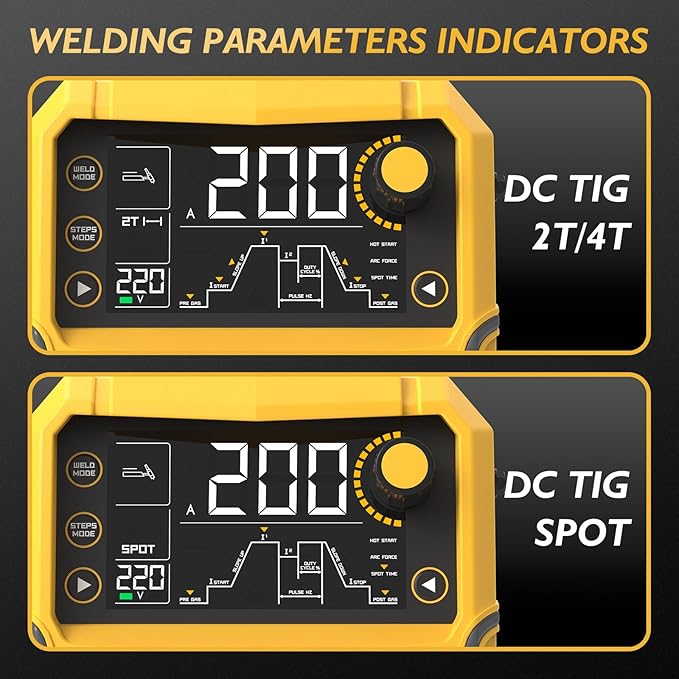 TOOLIOM TIG Welder with Pulse Multifunctional TIG Welding Machine DC TIG/Spot TIG/Pulse TIG/Stick 110&220V Dual Voltage with Large Digital Display