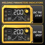 TOOLIOM TIG Welder with Pulse Multifunctional TIG Welding Machine DC TIG/Spot TIG/Pulse TIG/Stick 110&220V Dual Voltage with Large Digital Display