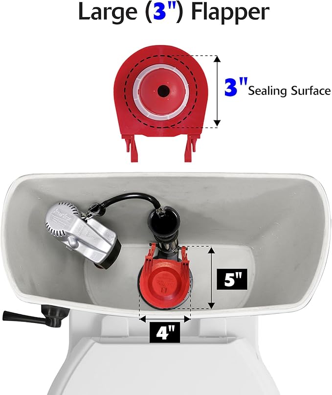 Korky 3070BP Large 3" 2X High Performance Universal Toilet Flapper, Red (Pack of 6)