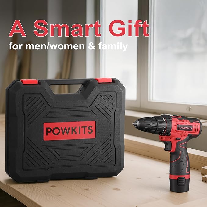 Cordless Drill Tool Set: 12V Power Drill Tool Kit with Battery & Charger, 142Pcs Home Hand Repair Tools Box, Portable Household Basic Drills Case for Men & Women, Red