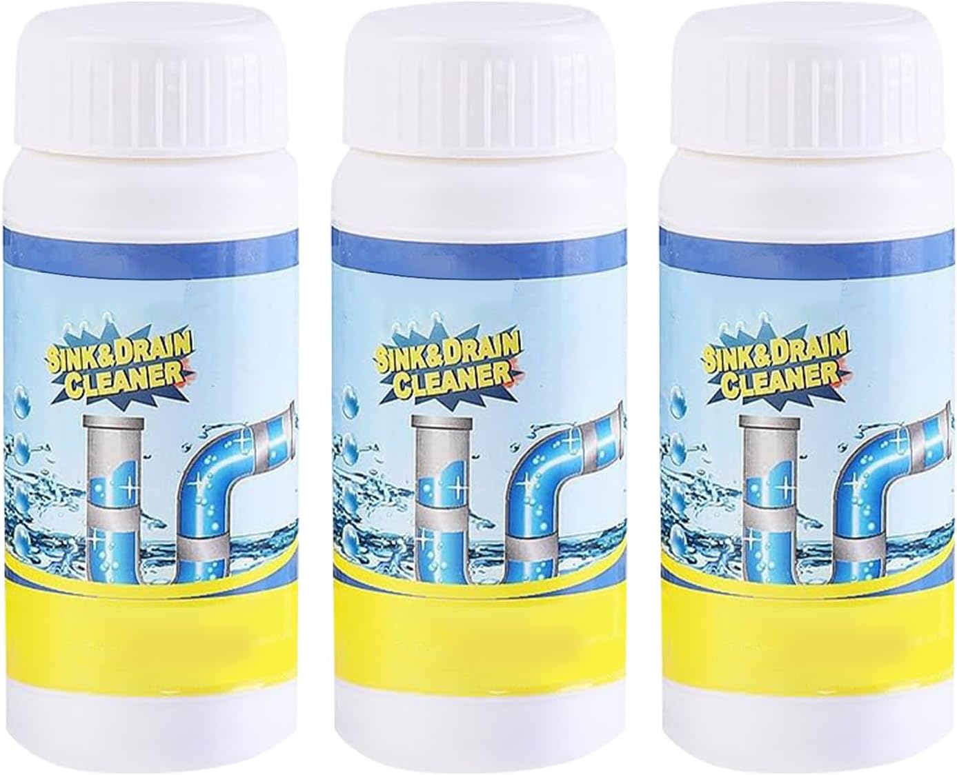 Sink & Drain Cleaner, Dodorado Drain Cleaner Powder, 3.9 oz Bottle, Sewer Pipe Maintainer for Kitchen, Bathtub, Shower Drains (3Bottles)