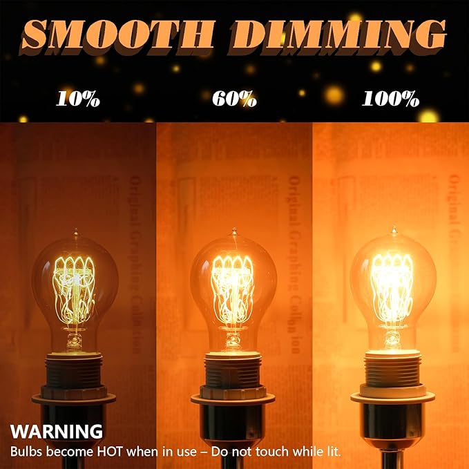 Warm Amber Bulb 40W for Decorative Fixtures, E26 Base Dimmable Warm Amber Vintage Bulbs for Indoor (Pack of 8)