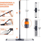 Dust Mop for Hardwood Floors 36" Commercial Industrial Cotton Floor Dust Mop with Extra 3 Mop Refill Pads 61 Inch Long Handle for Cleaning Office Garage Hardwood Warehouse Factory Mall Deck