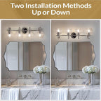 ANDY STAR 4-Light Bathroom Vanity Light, Chrome Wall Sconce, Anti-Rust Metal Bathroom Light with Hight-Quality Clear Glass, Bath Wall Lamp for Mirror, Kitchen, Living Room, Bedroom, Hallway, 30.5"