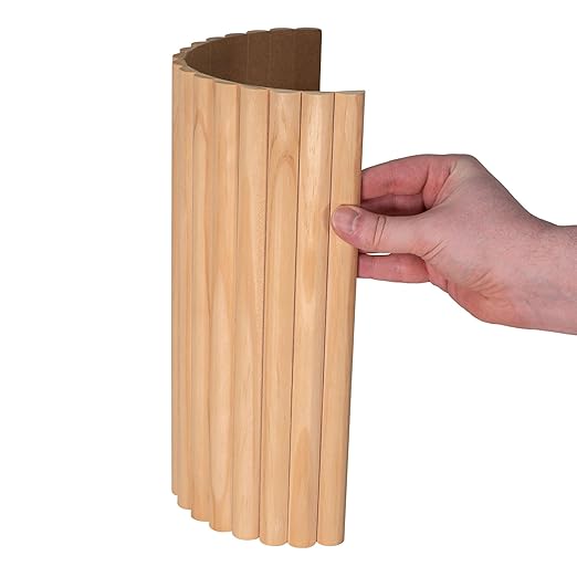 Outwater 1' Wide x 8' High x 3/8" Thick Unfinished Solid Paintable Pine Flexible Tambour Sheet with 3/4" Half-Round Slats – Flexible, Easy-to-Install Panel for Walls, Ceilings, and More