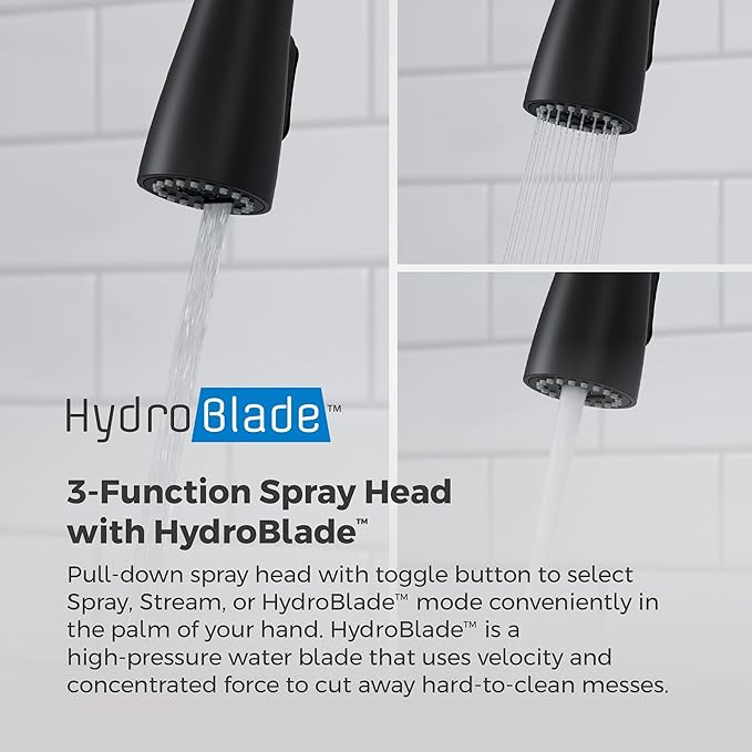 Pfister Miri 2.0 Kitchen Faucet with Pull Down Sprayer and Soap Dispenser, Single Handle, High Arc, NSF Certified, Spot Defense Matte Black Finish, F5297MRRSDB