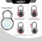 Combination Padlock 16 Pack, Fixed Dial Combination Padlock with Different Combinations, 2 in. Wide. Black Turntable, Lock for Gym & Locker, School, Toolbox, and More