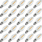 KGC 25Pack C7 LED Christmas Light Bulb, E12 Base LED Bulbs, 0.6W 2200K Warm White 50LM, Clear Plastic Night Lights C7 Replacement Bulbs for Christmas String Lights.