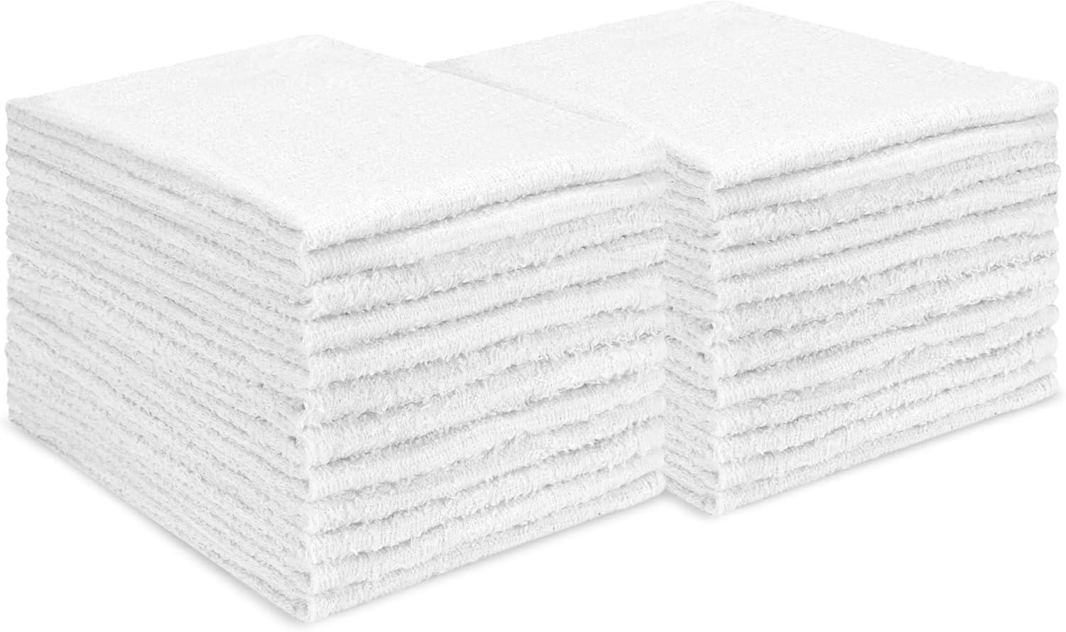S&T INC. Multipurpose Cotton Terry Cleaning Towels for Home, Car, Automotive, and Garage Cleaning Supplies, 14 Inch x 17 Inch, White, 24 Pack