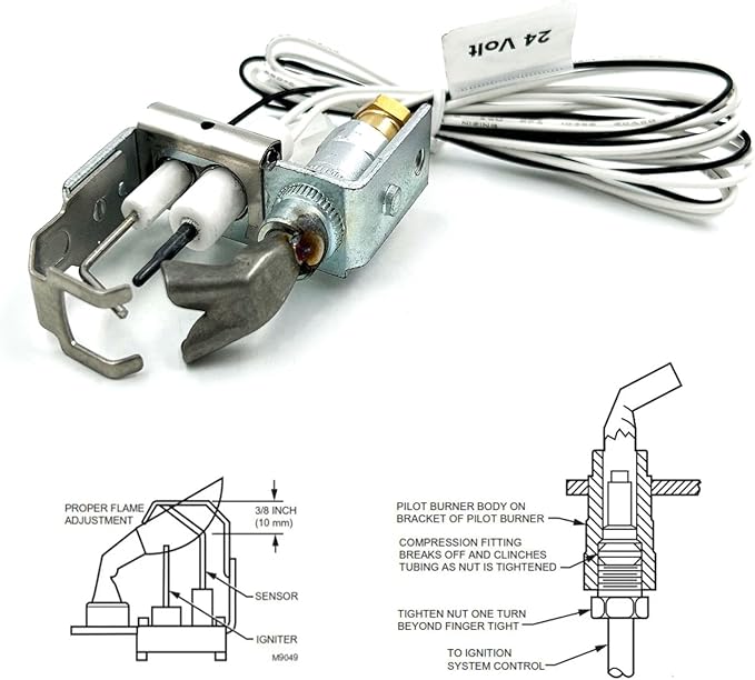MENSI Q3450, Q3453 and Q3480 SmartValve System Pilot Burner Assembly Replacement for Honeywell Model Q3450C1185 Pilot Lights