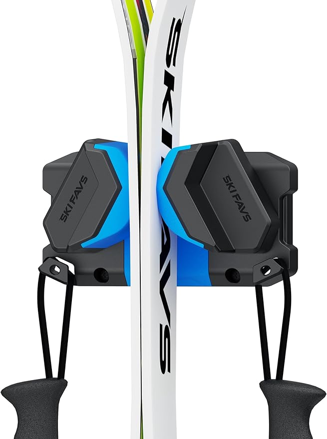 Ski Wall Mount, Ski Snowboard Storage Rack Tool Organizers Wall Mount, Ski Storage Rack for Garage Organizer, Fits Any Ski or Snowboard, Heavy Duty Nonslip Snowboard Wall Storage Rack - Blue