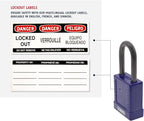 ABUS Purple Pack of 10 Lockout Tagout Premium Solid Body Safety Padlock Set - OSHA Compliant Loto Locks Insulated Against Electric Shock, Keyed Different, 1 Key Per Lock