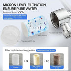 YYKBZ Water Filter For Sink Faucet Extender,1080° Swivel Aerator,2 Modes Spray Sink Water Filter,Brass Faucet Mount Purifier System For Kitchen/Bathroom/Toddlers,Multiple Adapters With 9pcs Filters