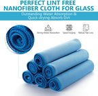 ZHIDIAN Window Glass Microfiber Cleaning Cloth - 8Pack Premium Lint Free Mirrors Polishing Rags, Eye Glasses Shower Glass Cleaner Towels, Wipes for Car Windows, Blue-12x12”