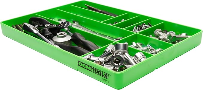 OEMTOOLS 22213 Tool Box Organizer Tray – 10-Compartment Tool Chest Organizer for Parts, Bolts, and Small Tools – Stackable Drawer Tray Design
