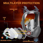 Full Face Reusable Respirator Gas Mask with Filter for Chemical Painting Dust Epoxy Welding Construction Works