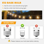 24 Pack LED ST38 Replacement Bulbs, 1 Watt E12 LED Bulb 2700K Warm White, Vintage Dimmable Shatterproof Bulbs for Indoor Outdoor Patio Garden String Lights, Dimmable